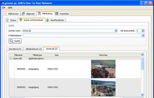 Search and download page with thumbnails (Windows XP, standard theme).