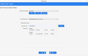 Import of addreses from various kind of files or databases