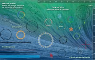 Different mouse halos: reading lines, cursor enhancement, tolls, ornaments, fun.