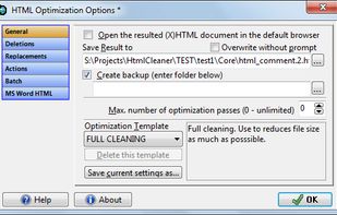 Optimization Options Dialog