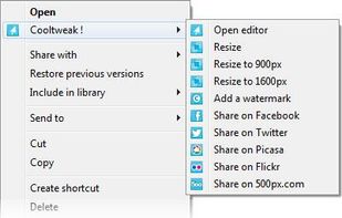 CoolTweak in folders and files context menu