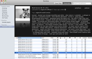 search menu, track info view