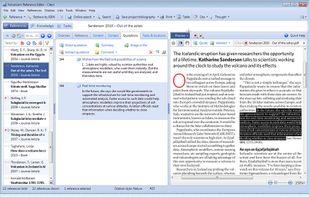 Evaluate Use the preview to read and evaluate PDFs and other full texts, and to view images, videos, and presentations. Then just click to copy a passage to the refer­ence as a quotation, abstract or table of contents.   Save You can tell Citavi to gather all the full texts in your projects, even PDFs you saved elsewhere. This ensures that you always have everything at hand.