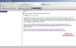 Welcome screen in the UPK application