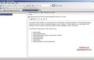 UPK application content enhancement features