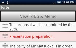 As the rescheduling menu, ToDo feature requires a simple operation of inputting using input fields so that it can be used under any business circumstances. Drag to change orders, distinguish between finished and unfinished, and whether it's important.