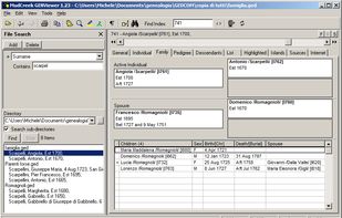 GENViewer can simultaneously search into multiple gedcom files