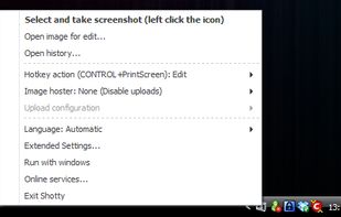 Right click configuration menu