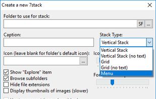 Options - 'Create a new 7stack'