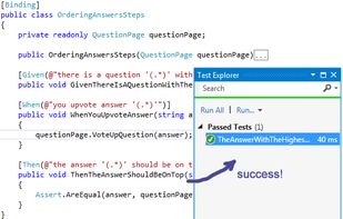 SpecFlow screenshot 1