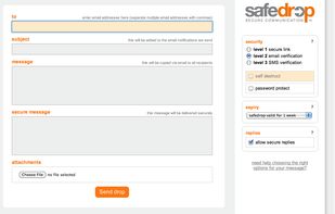 Security options include self destruct, sms and email tokens