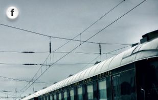 train scene with carriages, horns and passing trains