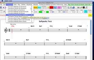 Various transposition actions can be accessed this way