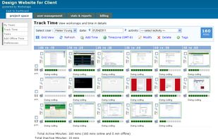 Series of worksnaps submitted by a user which show Time Tracked with Screenshots