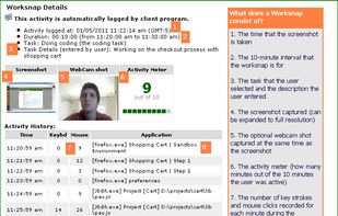 Details of a worksnaps