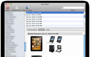 Use the log viewer to browse images sent in previous conversations.