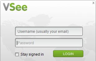 Vsee Login screen