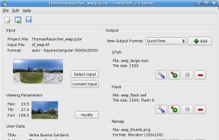 Pano2VR Main Window on Linux/Ubuntu 7.04