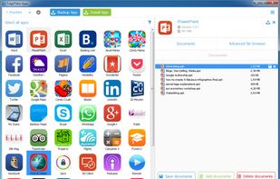 CopyTrans Apps overview with iphone documents explorer on the right