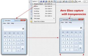 Aero Glass capture with transparencies and Capture Rounded corners