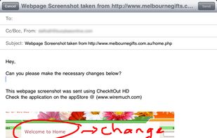 Easily email the annotated webpage screenshot