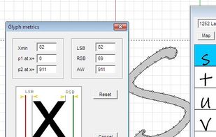 Adjust glyph metrics easily