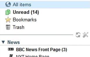 List of feeds is displayed in a sidebar.