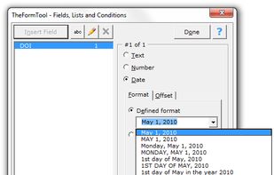 Field format: Date format
