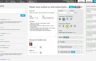 Ticket View - ZingProject lets you put a lot into a ticket.  Everything you can do in a project in Basecamp, you can do in just a single ticket in ZingProject, plus much more.