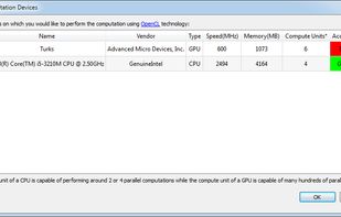 List of devices available for computation.