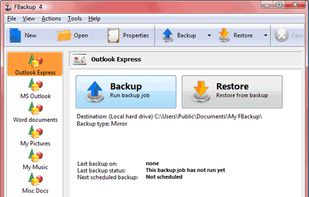 FBackup Main Window