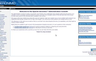 The administration console for the application server.