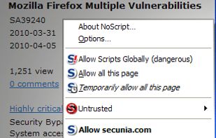 Diablog of blocked scripts