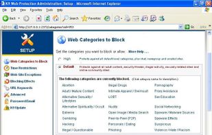K9 Web Protection default blocked categories