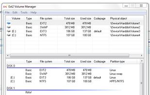 Manager application for assigning drive letters to EXT partitions