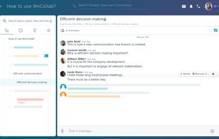 Organised communication through an intuitive topic tree structure. High visibility of all topics, communication only with relevant people, less noise and chat distractions.