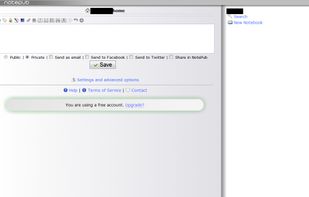 NotePub's simple interface. Certain fields have been censored for privacy.