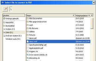 Selecting a document to convert (Windows)