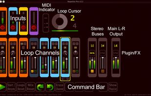 Main screen of Repetito multi-channel live looper