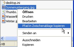 Context menue german.
