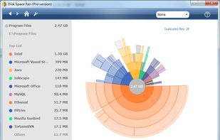 disk space usage showing by flower chart