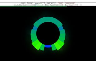 Screenshot of when visiting the site after inputing a audio file with the bass circle visualizer