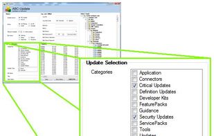 Select update categories, date range, KB Article ID's or update title
