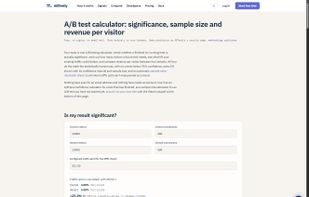 The free A/B test calculator: significance, sample size and revenue per visitor. No signup, and it runs in the browser.