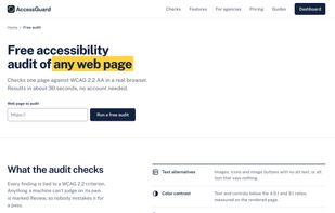 Free audit of any single page against WCAG 2.2 AA, no account needed