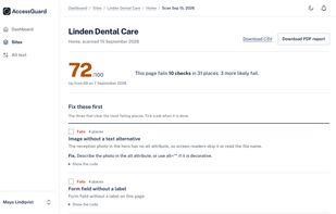 Scan result: the checks that fail, what to fix first and how