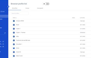 List of browser profiles