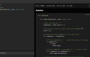 The app can be positioned next to your code so that your eyes don't wander side to side during the interview.