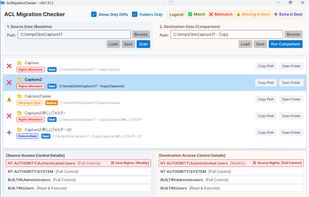 ACL Migration Checker Comparison Result Screen