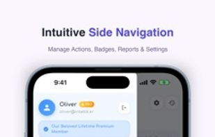 Intuitive side navigation for action management, badges, and reports.